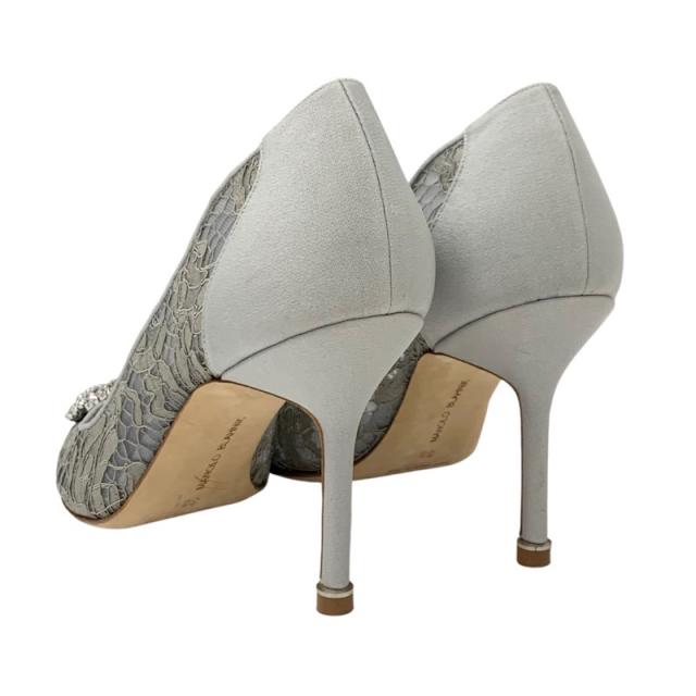 マノロブラニク ハンギシ ファブリック パンプス 38 1/2 グレー