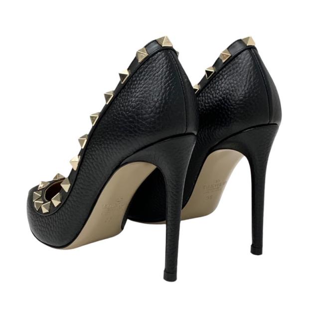 ァレンティノ VALENTINO パンプス 靴 シュ ズ レザ ブラック 黒 ゴ