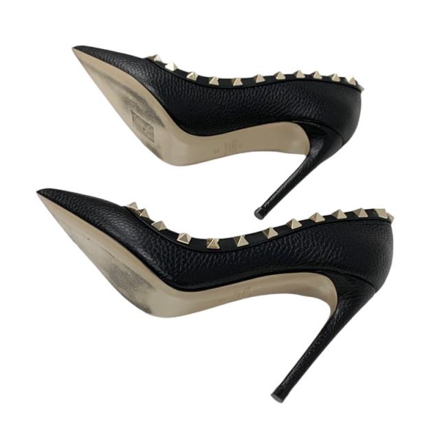 ァレンティノ VALENTINO パンプス 靴 シュ ズ レザ ブラック 黒 ゴ