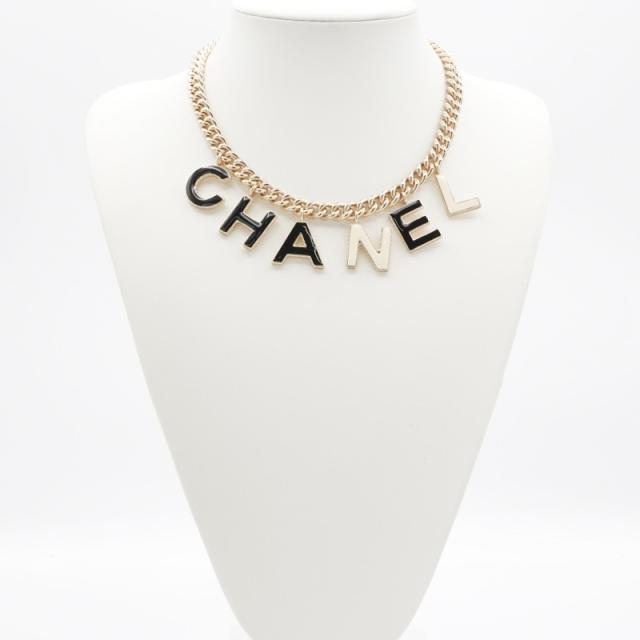シャネル CHANEL ネックレス ペンダント チョーカー ゴールド ブラック 