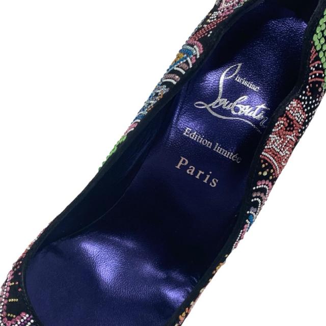 クリスチャンルブタン Christian Louboutin HOT CHICK STARLIGHT パンプス 靴 シューズ スエード ブラック マルチカラー 未使用 ラインストーン_6
