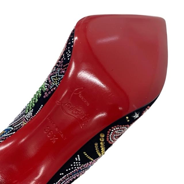 クリスチャンルブタン Christian Louboutin HOT CHICK STARLIGHT パンプス 靴 シューズ スエード ブラック マルチカラー 未使用 ラインストーン_7