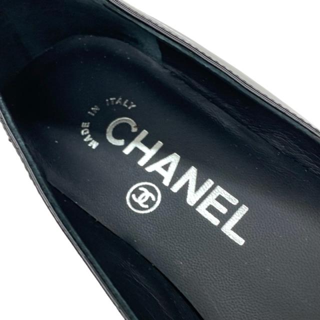 シャネル CHANEL フラットシューズ 靴 シューズ パテント ブラック