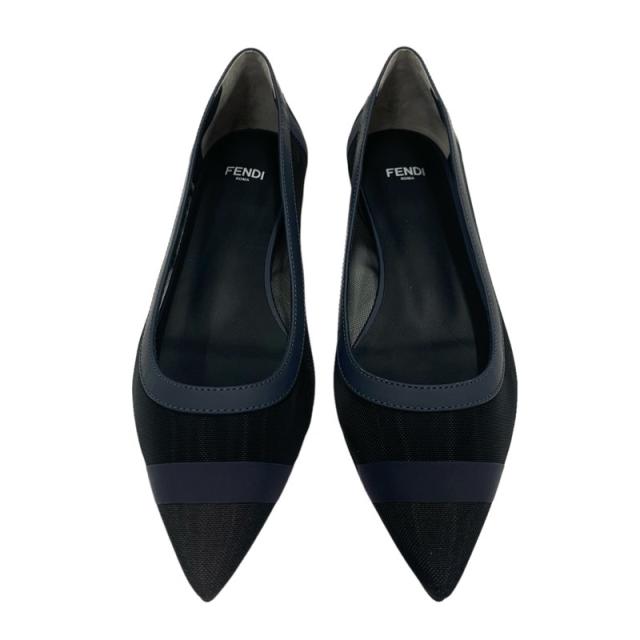 フェンディ FENDI パンプス 靴 シューズ メッシュ レザー ブラック
