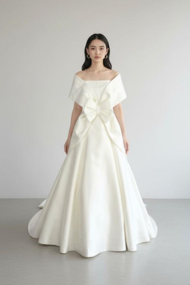 エマリーエ EMarie ヘップバーン Aライン ウェディングドレス アイボリー 白 ファーストオーナー