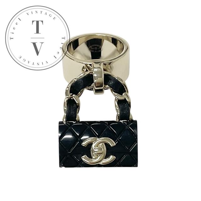 シャネル ココマーク マトラッセ バッグチャーム リング 指輪 ゴールド シャネル CHANEL リング 指輪 ゴールド ブラック ココマーク