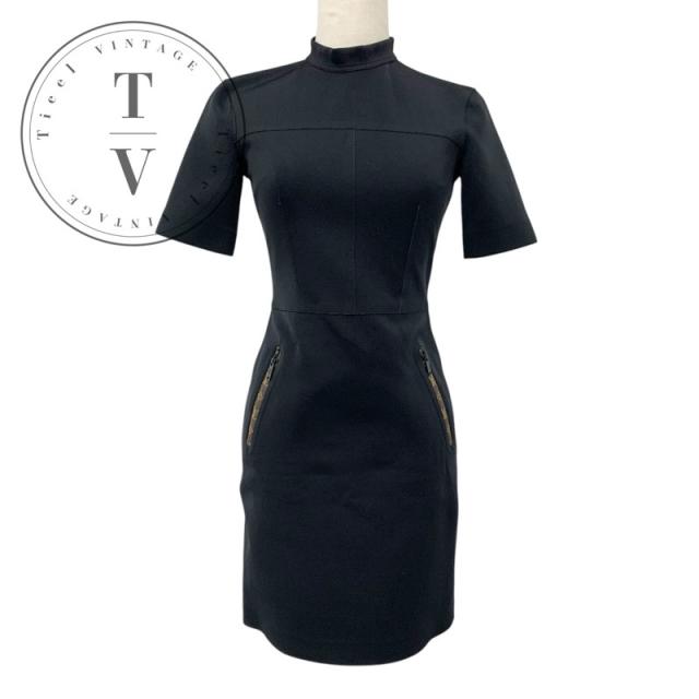 ルイヴィトン LOUIS VUITTON ワンピース ブラック ブラウン ショートスリーブハイネックフィットドレス