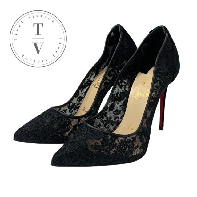 クリスチャンルブタン　follies lace パンプス Follies Strass - 100 mm Pumps - Mesh, suede calf and strass