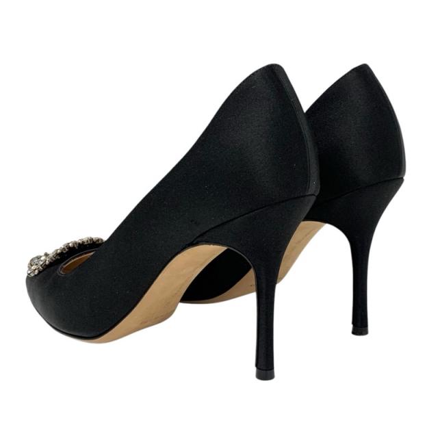 マノロブラニク MANOLO BLAHNIK オッカヴァ パンプス 靴 シューズ サテン ブラック 黒 ビジュー パーティーシューズ