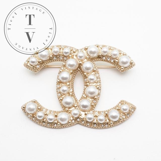 シャネル CHANEL ブローチ コサージュ ゴールド ココマーク ライン  