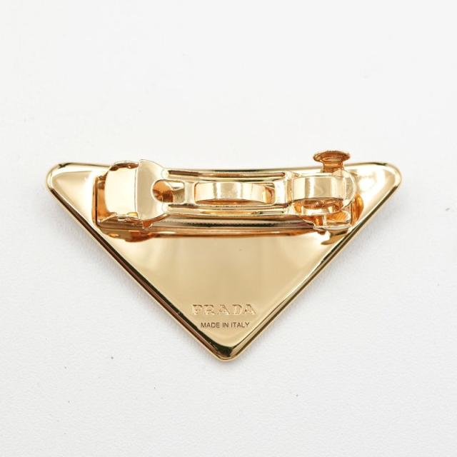 プラダ PRADA ヘアアクセサリー ゴールド グレー トライアングルロゴ