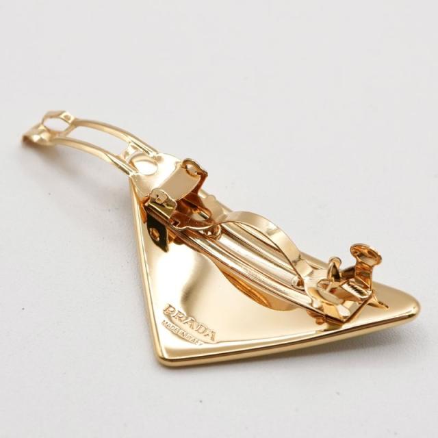 プラダ PRADA ヘアアクセサリー ゴールド グレー トライアングルロゴ