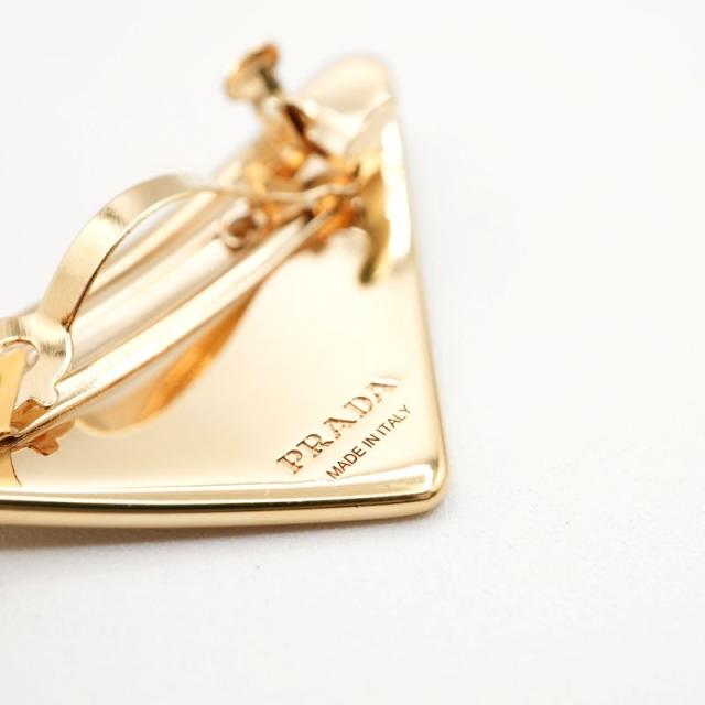 プラダ PRADA ヘアアクセサリー ゴールド グレー トライアングルロゴ
