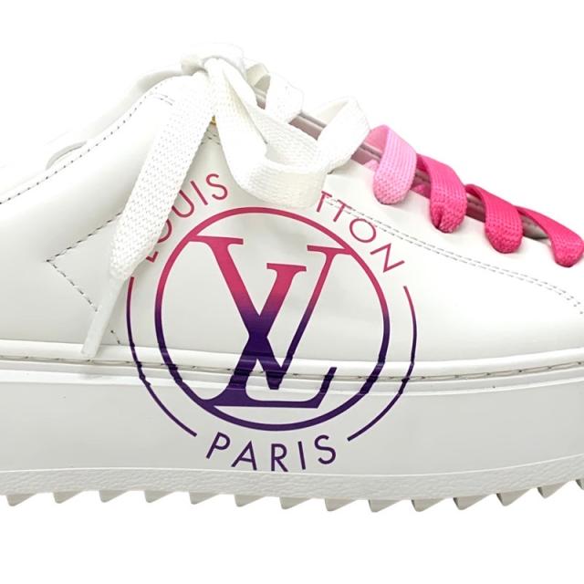 ルイヴィトン LOUIS VUITTON タイムアウトライン モノグラム スニーカー 靴 シューズ レザー ホワイト ピンク フラットシューズ_8