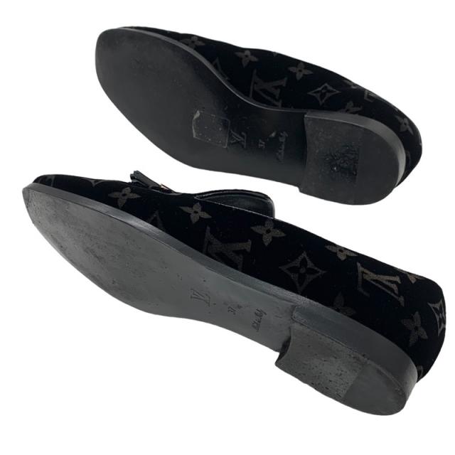 ルイヴィトン LOUIS VUITTON モノグラム フラットシューズ 靴 シューズ ベロア パテント ブラック 黒 ゴールド ローファー ルイヴィトン LOUIS VUITTON モノグラム フラットシューズ 靴 シューズ