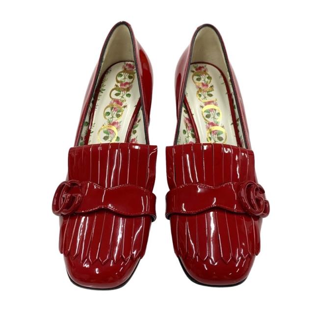 グッチ ダブルG パテント フリンジ パンプス レッド グッチ GUCCI ダブルG パンプス 靴 シューズ パテント レッド GG