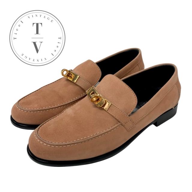 エメルス スエード モカシンシューズ エルメス モカシン パリ ブラウン