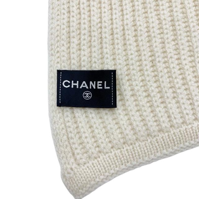 シャネル ココマーク ロゴ カシミヤ マフラー ホワイト ブラック CHANEL シャネル ココマーク ブラック×ホワイト マフラー