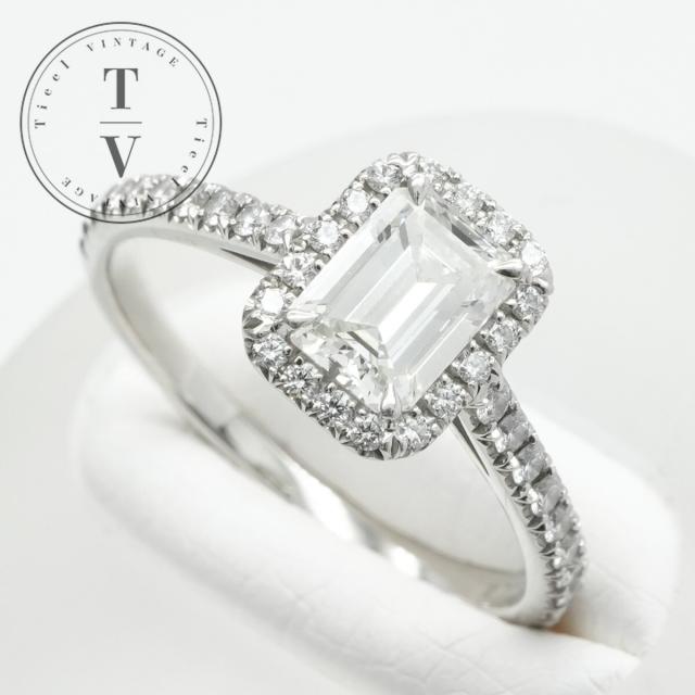 ティファニー TIFFANY&amp;Co. エメラルド カット エンゲージメント リング ダイヤモンド プラチナ バンド エメラルドカット ティファニー