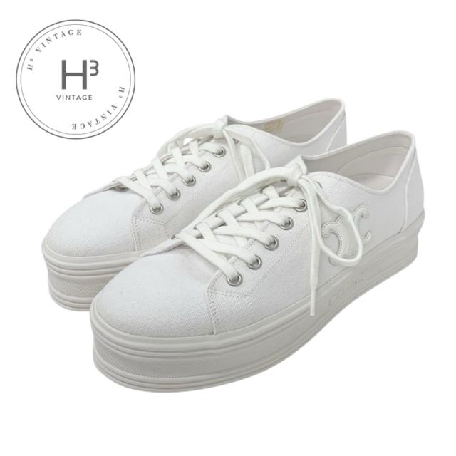 セリーヌ CELINE ジェーン スニーカー 靴 シューズ キャンバス レザー ホワイト 白 トリオンフ