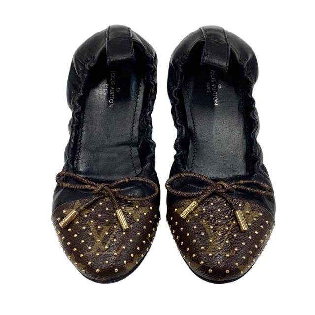【美品】ルイヴィトン　フラットシューズ　モノグラム　ゴールド金具  34 1/2 ルイヴィトン LOUIS VUITTON フラーティーライン モノグラム