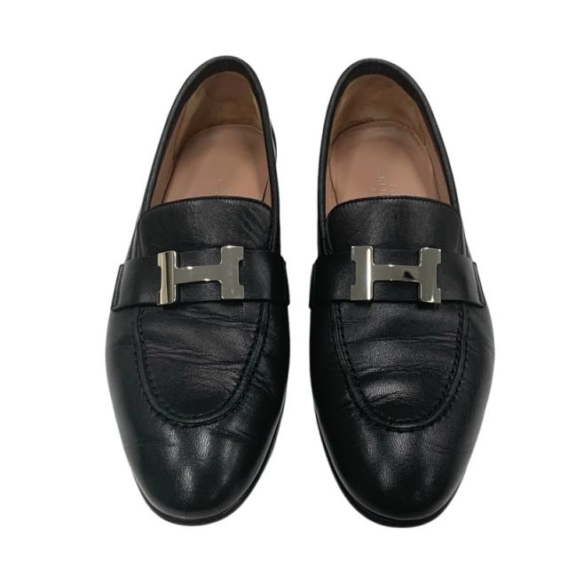 ✨箱付✨HERMES パリ ローファー 革靴 モカシン フラットシューズ H金具 エルメス HERMES パリ ローファー 革靴 靴 シューズ レザー ブラック