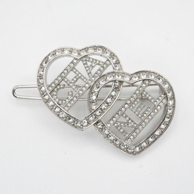 シャネル CHANEL ヘアアクセサリー シルバー ロゴ ハート ライン