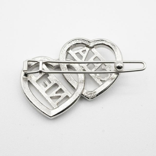 シャネル ロゴ ハート ラインストーン ヘアクリップ ヘアアクセサリー シルバー シャネル CHANEL ヘアアクセサリー シルバー ロゴ ハート ライン