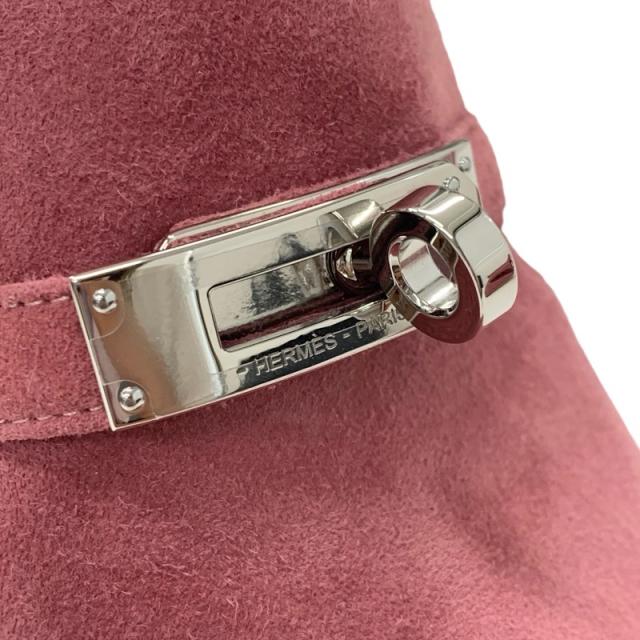 エルメス HERMES キュート サンダル 靴 シューズ スエード ピンク シルバー 未使用 ケリー金具 ミュール_8