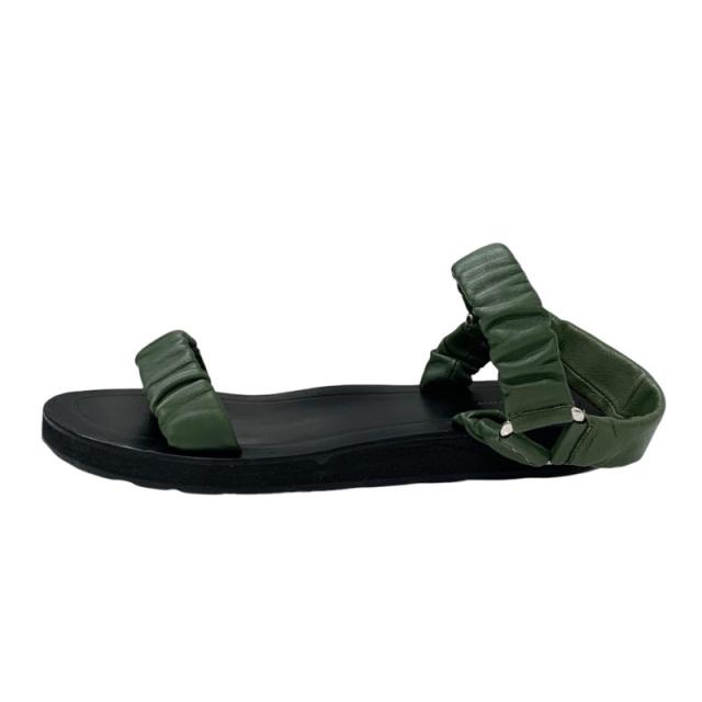 ザロウ EGON ナッパレザー ストラップ フラットサンダル グリーン ザロウ The Row EGON サンダル 靴 シューズ レザー グリーン