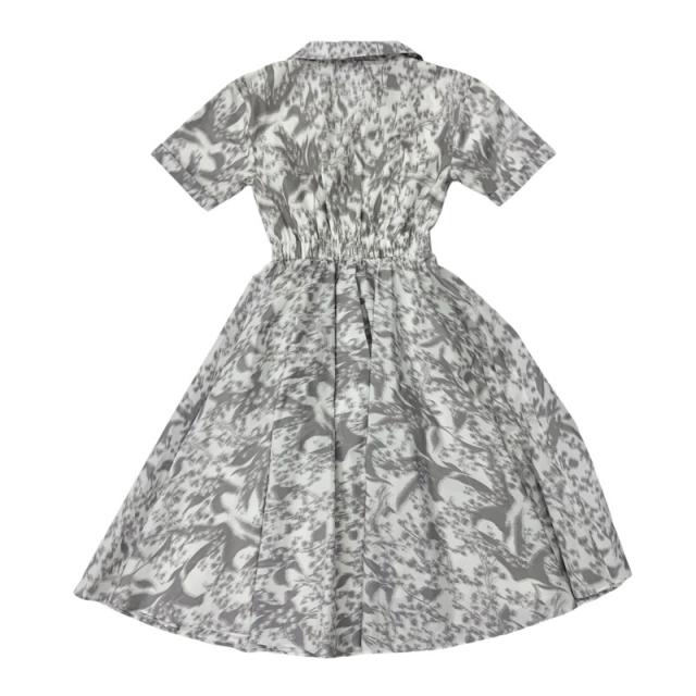 クリスチャンディオール CHRISTIAN DIOR ワンピース ホワイト グレー キッズ 半袖 ロゴ フレアドレス_1