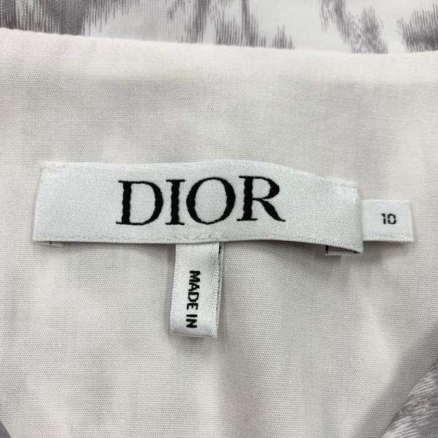 クリスチャンディオール CHRISTIAN DIOR ワンピース ホワイト グレー キッズ 半袖 ロゴ フレアドレス_5