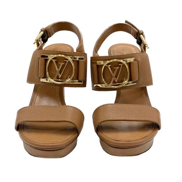ルイヴィトン LOUIS VUITTON ロックイットライン サンダル 靴 シューズ レザー ブラウン ゴールド ロゴ ストラップ_1