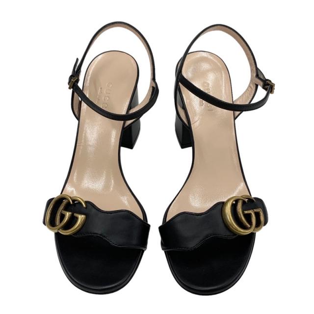 グッチ GUCCI ダブルG サンダル 靴 シューズ レザー ブラック 黒