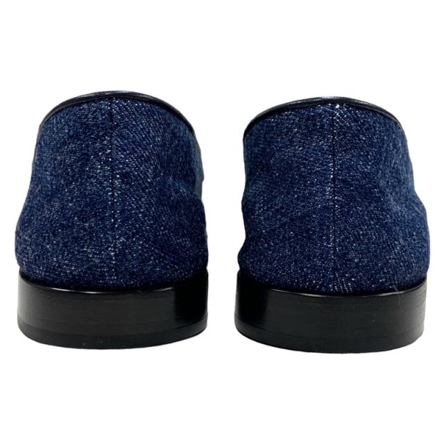 クリスチャンルブタン Christian Louboutin ローファー 革靴 靴 シューズ デニム ブルー ゴールド 未使用 フラットシューズ チェーン