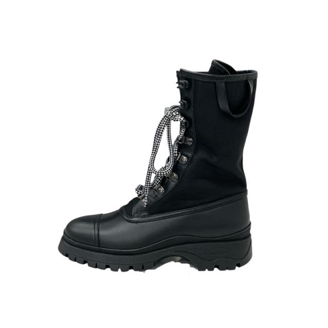 プラダ PRADA ブーツ ショートブーツ ミドルブーツ 靴 シューズ レースアップ レザー ファブリック ブラック 黒 プラダ PRADA ブーツ ショートブーツ 靴 シューズ レザー ファブリック
