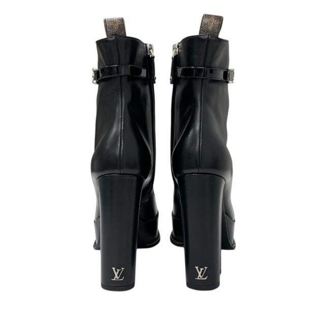 ルイヴィトン LOUIS VUITTON フェイムライン モノグラム ブーツ ショートブーツ 靴 シューズ レザー パテント ブラック 黒 ロゴ_4