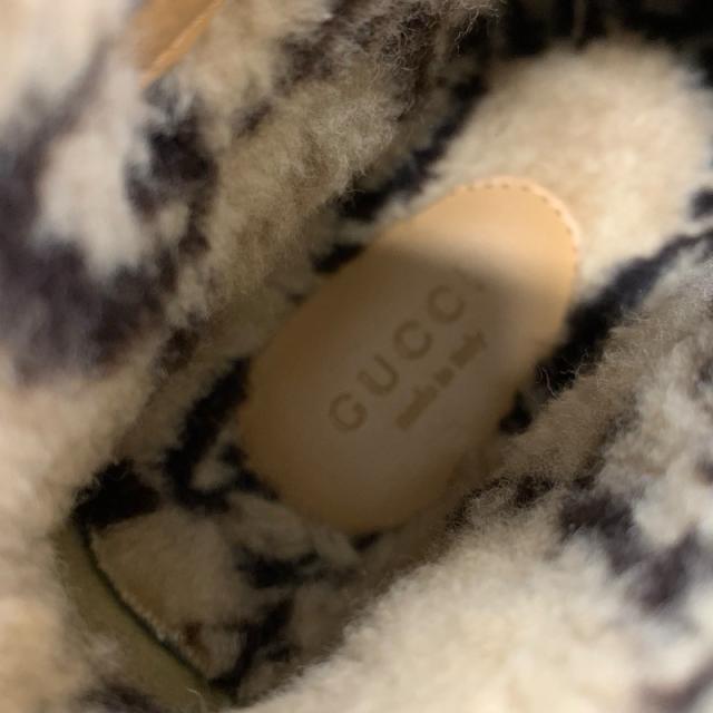 グッチ GUCCI ブーツ 遊撃手ブーツ 靴 シューズ 羊肉 赤銅色 GG名書き ボア 未当てはめる