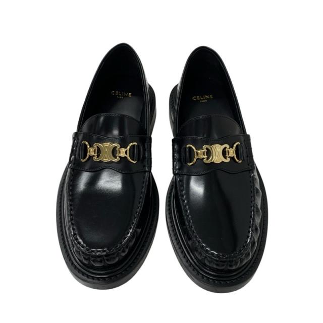 CELINE ブラック ローファー ゴールドチェーン CELINE ブラック ローファー ゴールドチェーン