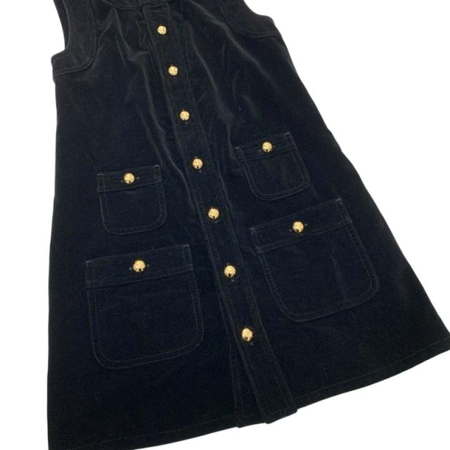 セリーヌ CELINE ワンピース コットン ブラック 黒 ゴールド トリオンフ ドレス ベロア_4