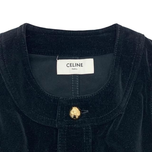 セリーヌ CELINE ワンピース コットン ブラック 黒 ゴールド トリオンフ ドレス ベロア_6