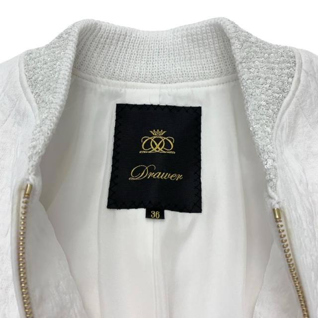 美品 DRAWER ドゥロワー パフィー ジャガード ブルゾン ホワイト 38 ドゥロワー パフィージャガードブルゾン ジャケット アウター ホワイト