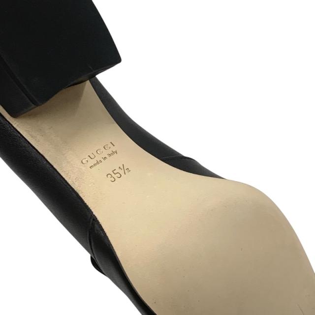 グッチ GUCCI パンプス 靴 シューズ レザー ブラック 黒 ゴールド 未使用 ローファーパンプス ホースビット_7