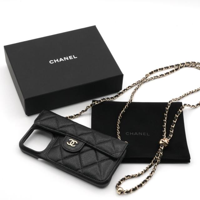 シャネル CHANEL 携帯・スマホアクセサリー ブラック ゴールド