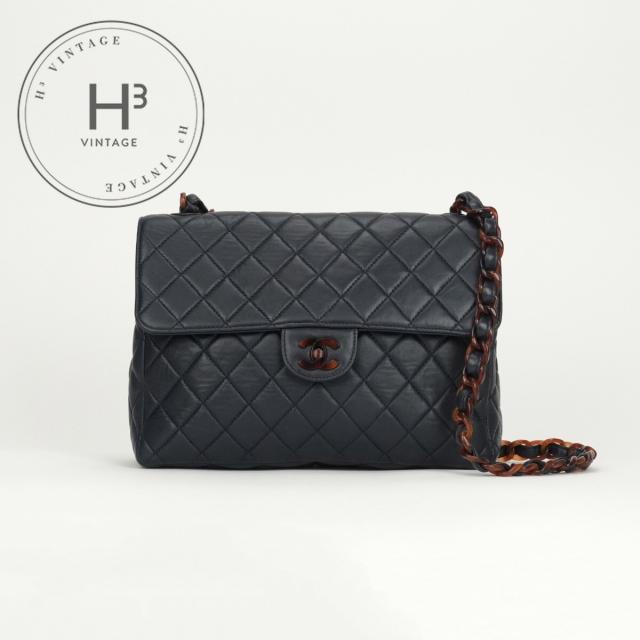 シャネル CHANEL マトラッセ30 デカマトラッセ マトラッセ 30 バッグ ショルダーバッグ ラムスキン ネイビー 紺 青 べっこう色