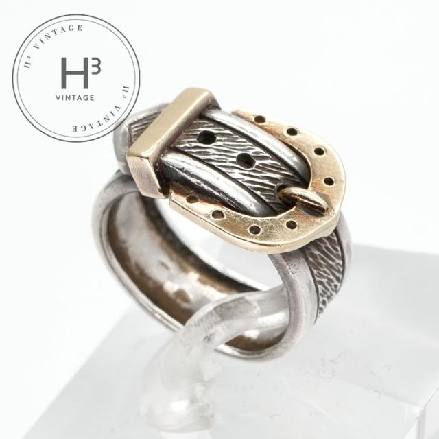 ■HERMES■ ベルト ホースシュー ヴィンテージ コンビ リング □HERMES□ ベルト ホースシュー ヴィンテージ コンビ リング Vintage