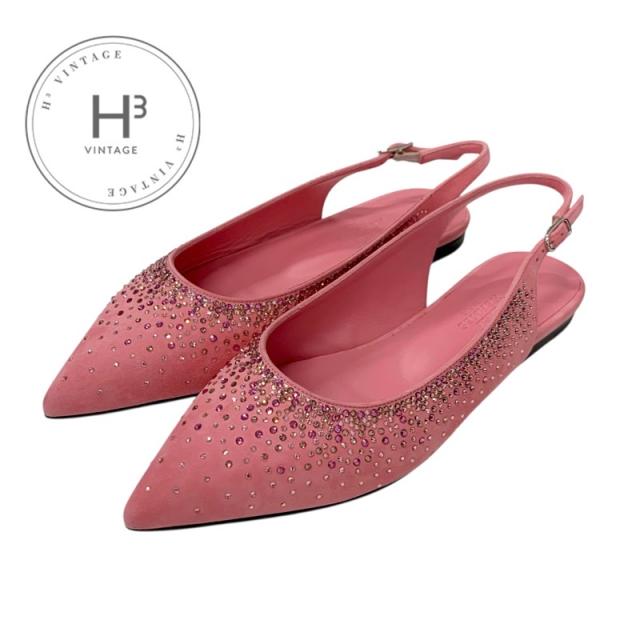 HERMES◇Hスウェード/フラットパンプス/35.5/BRD 超美品】HERMES