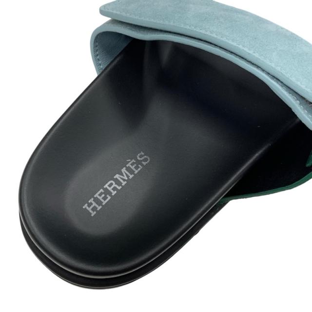 エルメス HERMES シプレ サンダル 靴 シューズ スエード グリーン ライトブルー フラットサンダル ミュール エルメス HERMES シプレ サンダル 靴 シューズ スエード グリーン
