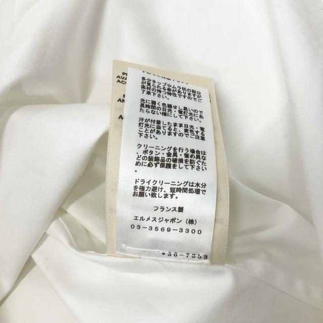 エルメス HERMES ワンピース コットン ホワイト 白 刺繍 シャツワンピース ノースリーブ_7