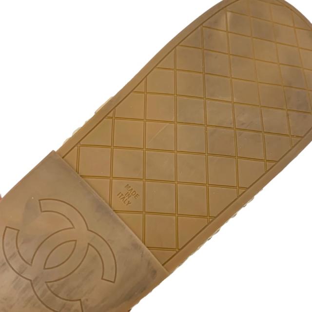 シャネル CHANEL サンダル 靴 シューズ ファブリック レザー ベージュ